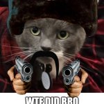 Angered cat with ushanka pointing pistols | WTF DID BRO JUST SAY? 😡😤😠 | image tagged in cats,funny animals,funny animal meme,funny,memes,ussr | made w/ Imgflip meme maker