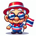 Mr Magoo wearing colors of Thailand flag