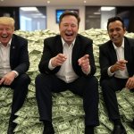 Donald Trump, Elon Musk, Vivek Ramaswamy pile of money oligarchy meme