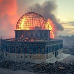 Dome of the Rock burning Destroyed by Trump