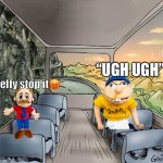 Jeffy and marvin be like | “UGH UGH”; “jeffy stop it😡” | image tagged in two guys on a bus,sml | made w/ Imgflip meme maker