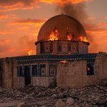 Dome of the Rock burning Destroyed by Trump