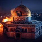 Dome of the Rock burning Destroyed by Trump