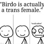 Is it true? Is it false? Is it LGBTQ? | "Birdo is actually a trans female." | image tagged in realization,memes,funny,super mario bros | made w/ Imgflip meme maker