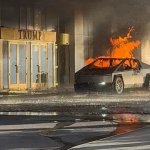 Cybertruck exploding in front of Trump hotel