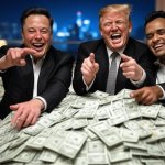 Donald Trump, Elon Musk, Vivek Ramaswamy pile of money oligarchy