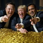 Donald Trump, Elon Musk, Vivek Ramaswamy pile of money oligarchy