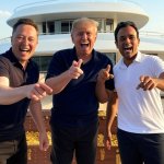 Donald Trump, Elon Musk, Vivek Ramaswamy laughing oligarchy