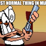 he has a GUN | MOST NORMAL THING IN MIAMI | image tagged in he has a gun | made w/ Imgflip meme maker