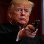 Donald Trump as judge with gun