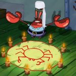 Mr. Krabs prays to Allah | image tagged in mr crabs summons pray circle | made w/ Imgflip meme maker