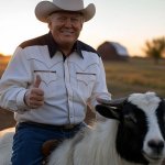 Donald Trump cowboy riding a goat