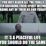 a man of your talent | YOU JUST BLOCK ALL THE TROLLS AFTER BREAKING THEIR SPIRIT WITHOUT READING ANY OF THEIR BS AND YDGAFF?! IT´S A PEACEFUL LIFE 
YOU SHOULD DO THE SAME | image tagged in a man of your talent | made w/ Imgflip meme maker