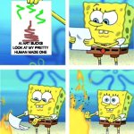 Just because you spended hours on it doesn't mean it's good | AI ART SUCKS LOOK AT MY PRETTY HUMAN MADE ONE | image tagged in spongebob burning paper,digital art,ai meme,oh no cringe,truth | made w/ Imgflip meme maker