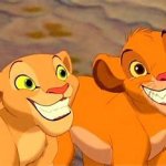 Simba and Nala smile