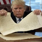 Donald Trump tearing Constitution in half