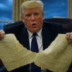 Donald Trump tearing Constitution in half