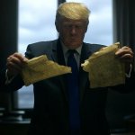 Donald Trump tearing Constitution in half