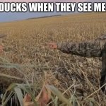 Duck Hunting Meme | DUCKS WHEN THEY SEE ME | image tagged in duck hunting meme | made w/ Imgflip meme maker