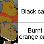 Tuxedo Winnie The Pooh | Black cats; Burnt orange cats | image tagged in memes,funny,tuxedo winnie the pooh,orange cat behavior,black cat,orange cat | made w/ Imgflip meme maker