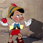 pinocchio with apple