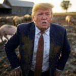 Donald Trump wallowing in mud Pigs