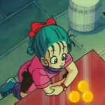 Bulma with goku look at dragon balls