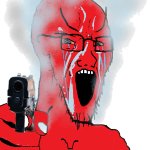 Angry red soyjak with gun