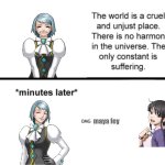 FranMaya | maya fey | image tagged in the world is a cruel and unjust place template | made w/ Imgflip meme maker