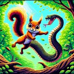 Squirrel lifting snake