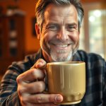 A Morning Man Offering a Mug of Drink template