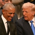 Trump makes Obama laugh