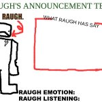 RAUGH.'s announcement temp meme