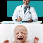 Doctor and crying baby