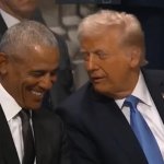 Trump makes Obama laugh