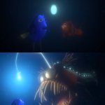 Songs and Nemo | ME LISTENING TO A SONG I LIKE ON YOUTUBE; THE YOUTUBE ALGORITHM SELECTS WAY TOO MANY GOOD SONGS AND NOW I HAVE TO LISTEN TO THEM ALL! | image tagged in finding nemo angler fish | made w/ Imgflip meme maker