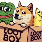 F is for friends that do stuff together | image tagged in meme loot box,sub75,pepe,doge,memecoin,crypto | made w/ Imgflip meme maker