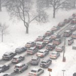 Winter traffic jam