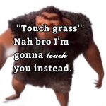 Touch grass nah bro ima gonna touch you instead meme