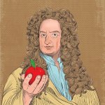 Issac Newton holding apple template