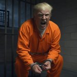 Donald Trump in a prison cell Convict Felon Republican