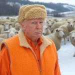 Donald Trump sheeple sheep sheepskin hat orange jumpsuit