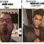 Average *BLANK* Fan VS Average *BLANK* Enjoyer | INSIDE OUT 2 ENVY; ANIME GIRLS | image tagged in average blank fan vs average blank enjoyer,anime girl,loli,neko,inside out 2,envy | made w/ Imgflip meme maker