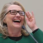 Hillary Clinton laughing yelling