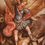 Archangel Michael attacking evil satan devil