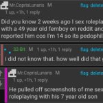 he pulled off screenshots of me sex roleplaying with his 7 year