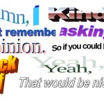 I don't remember asking for your opinion meme
