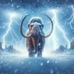 Wise mystical mammoth in a snowstorm with lightning meme