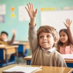 Kid raising hand in school