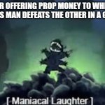 stitch laughing | ME AFTER OFFERING PROP MONEY TO WHICHEVER HOMELESS MAN DEFEATS THE OTHER IN A GUN DUEL: | image tagged in stitch laughing | made w/ Imgflip meme maker